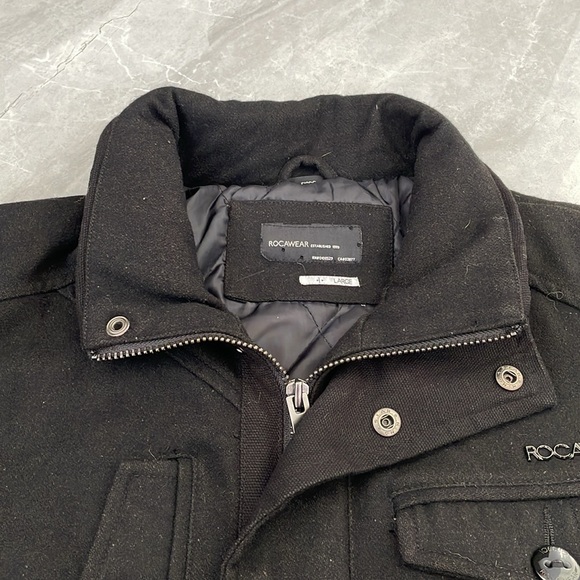 Men’s Rocawear Wool Blend Winter Jacket Zipper Coat Large - Picture 5 of 16